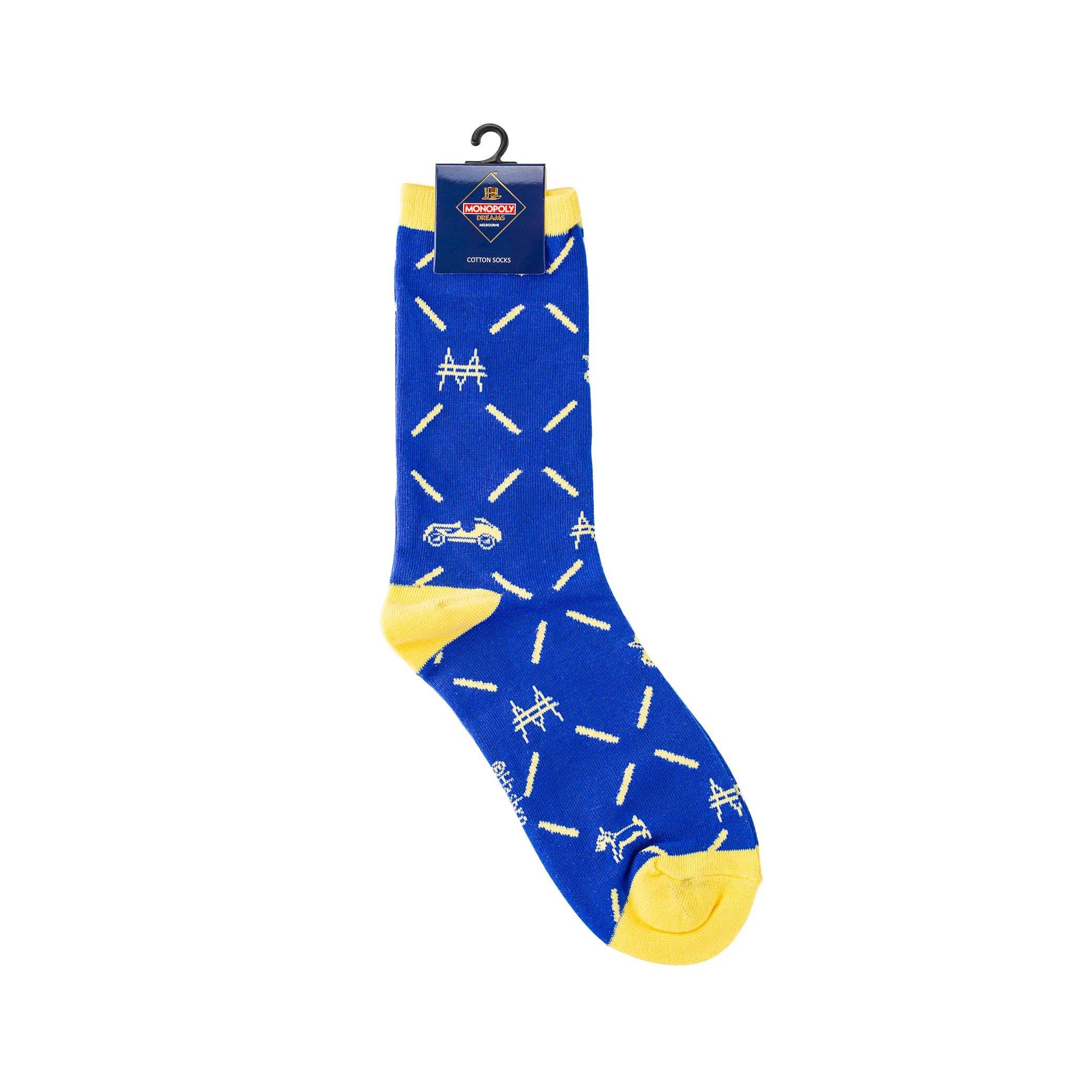 SOCKS  M - L  (19-21CM)  Blue Yellow MDM Patterns